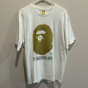 A Bathing Ape Glitter Tee White/Gold Ape Head Men's XL